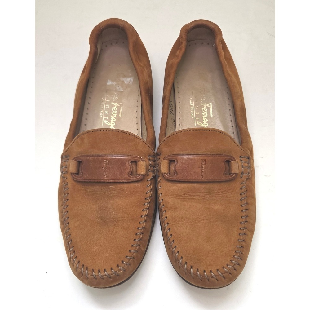 Vintage Salvatore Ferragamo Sport Tan Suede Driving Loafers Womens 6 B Italy
